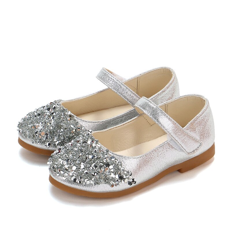 Lente & Herfst Kids Meisjes Schoenen Prinses Pailletten Kristal Schoenen Student Stage Shiny Dansschoenen Voor Meisjes Kinderen zapatos niña: Zilver / 27