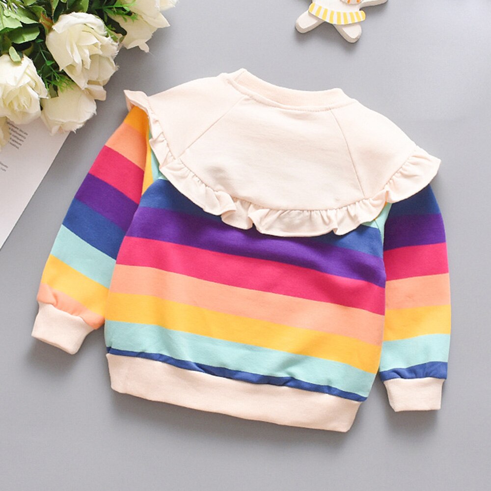 Baby Meisje Lange Mouw Tops Gestreepte Lente Herfst Verjaardag Baby T Shirts Casual Kinderen Kleding Little Girps T-shirts