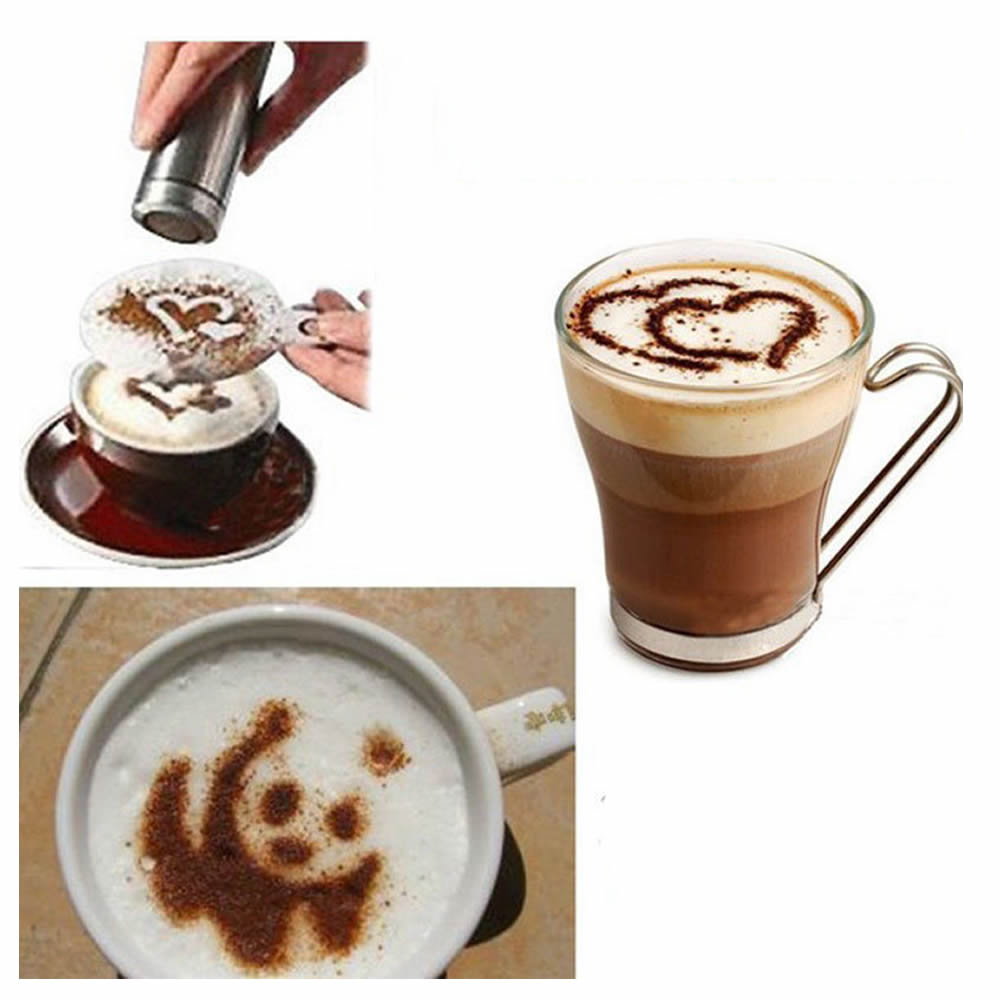 Helppo 16 kpl kahvi latte art stensiilit tee itse koristelu kakku cappuccino vaahto työkalu cn