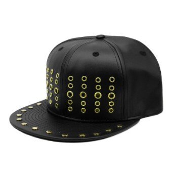 Xdanqinx Punk Stijl Hip Hop Caps Voor Mannen Vrouwen Metalen Gat Hoofdtooi Decoratie Platte Rand Cap Verstelbare Paar hoed: style-3