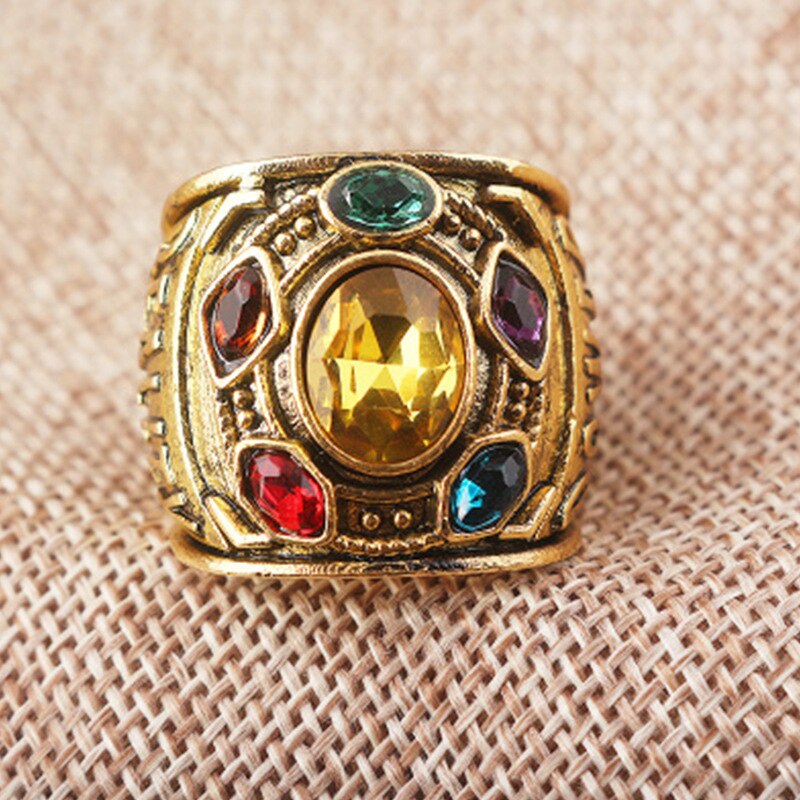 Six Colorful Stone Setting Ring Golden Color Band Mini Infinity Ring For Cosplay Finger Accessories Luxury Hand Embellish