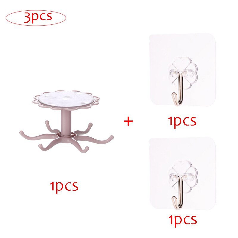 Keuken Bloem Roterende Haak Wandmontage Keukengerei Opbergrek Accessoires Kastorganisator Hook Up Opbergrek Lepelhanger: MULTI