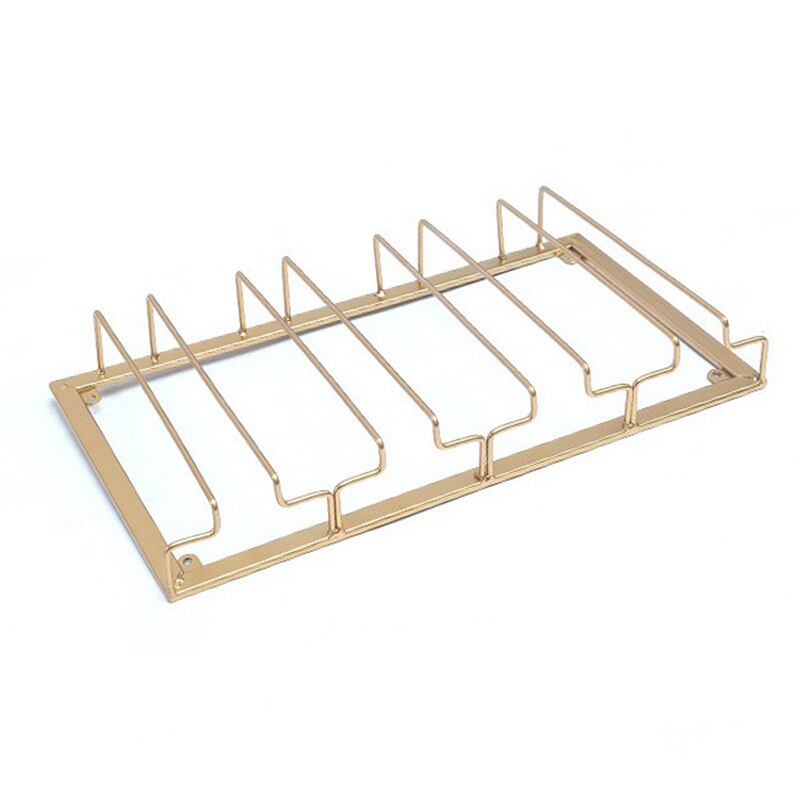 Estante para copa de vino de 4 filas debajo del Gabinete soporte de copas y vasos copa de vino de Metal organizador vasos almacenamiento COLGADOR PARA Bar Cocina: Default Title