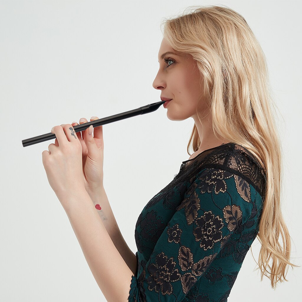 NAOMI 'D' Irish Tin Penny Whistle Fipple Flute In Black Aluminum Alloy Tube w/ Plastic Mouthpiece Best Clear Sound