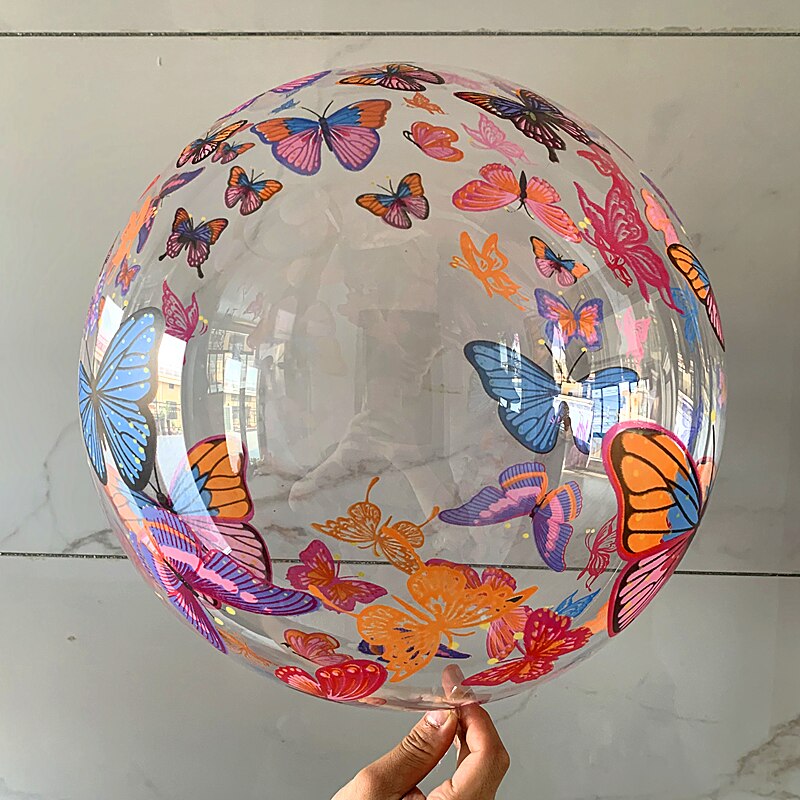 BOBO – ballons à hélium avec impression papillon, décorations pour anniversaire de mariage, fête prénatale, fournitures transparentes