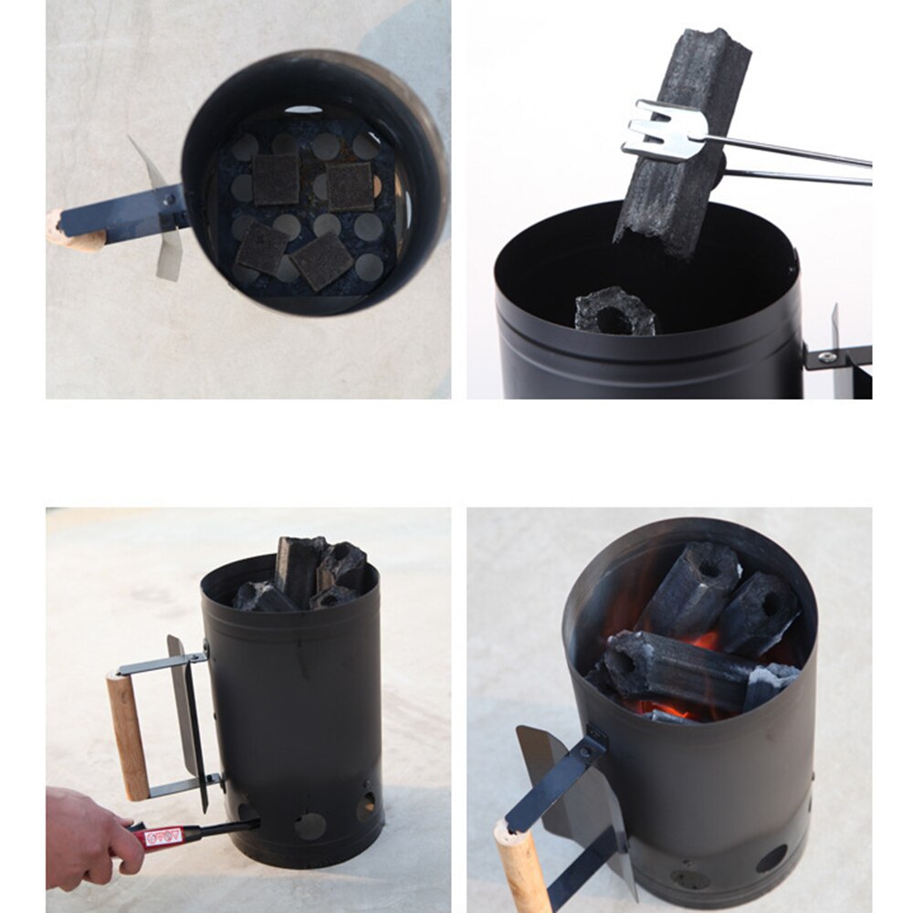 Barbecue Houtskool Lood Brandende Licht Buis Barbecue Schoorsteen Starter Houtskool Grill Staal Rapid Quick Fire Aansteker Outdoor
