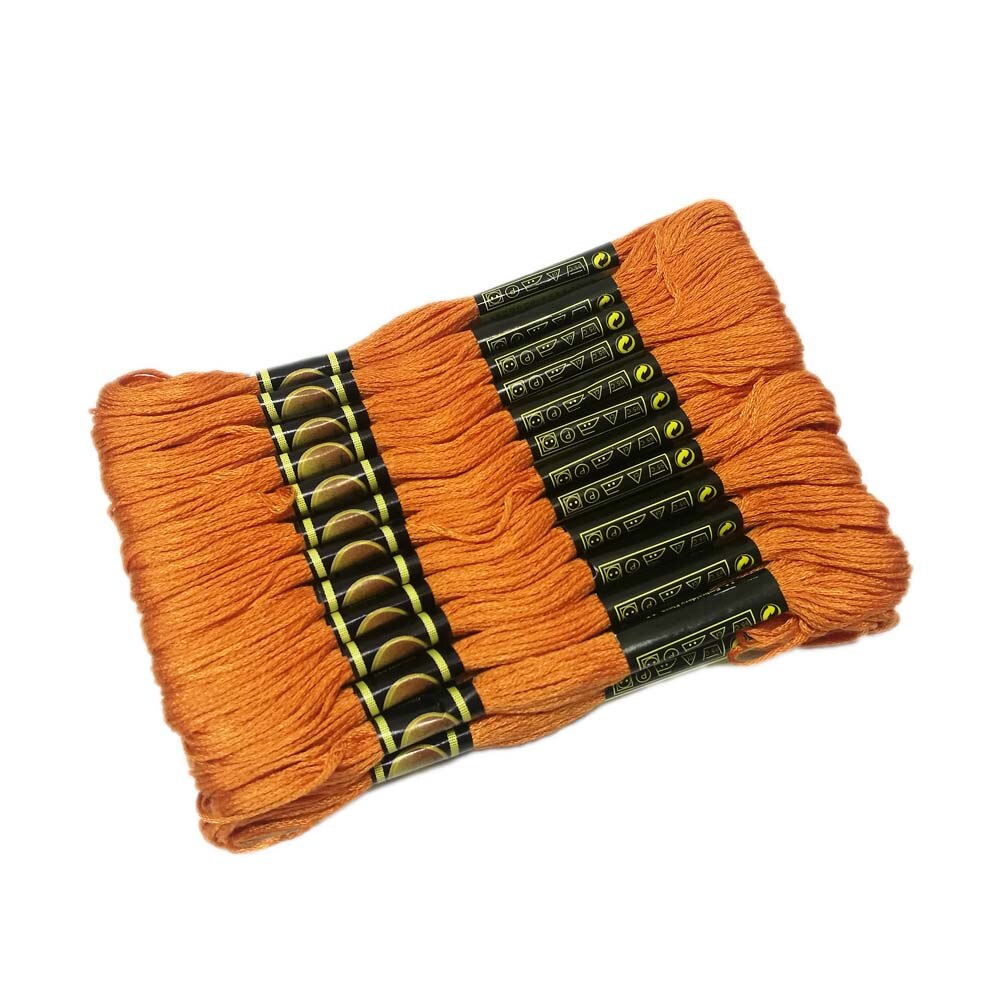 24 Skeins Multi Colors Embroidery Thread Floss Egyptian Long Fibre DMC Cross Stitch DIY Sewing Craft Embroideried Thread TH00052: orange