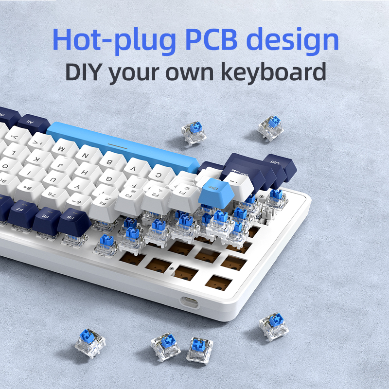 APAYADO K82 Mechanische Tastatur, 82 Tasten, Multifunktionsknopf, vollständige Tasten-Swap-fähig, kühle Hintergrundbeleuchtung, kabelgebundene Verbindung, Windows und Mac
