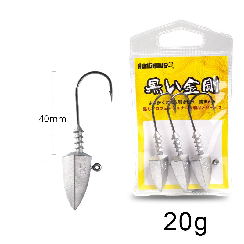 Hunthouse soft lure 5g 10g 15g 20g fishing lead head screw head jig head for big shad fishing tool fishing equipment: 313-20g