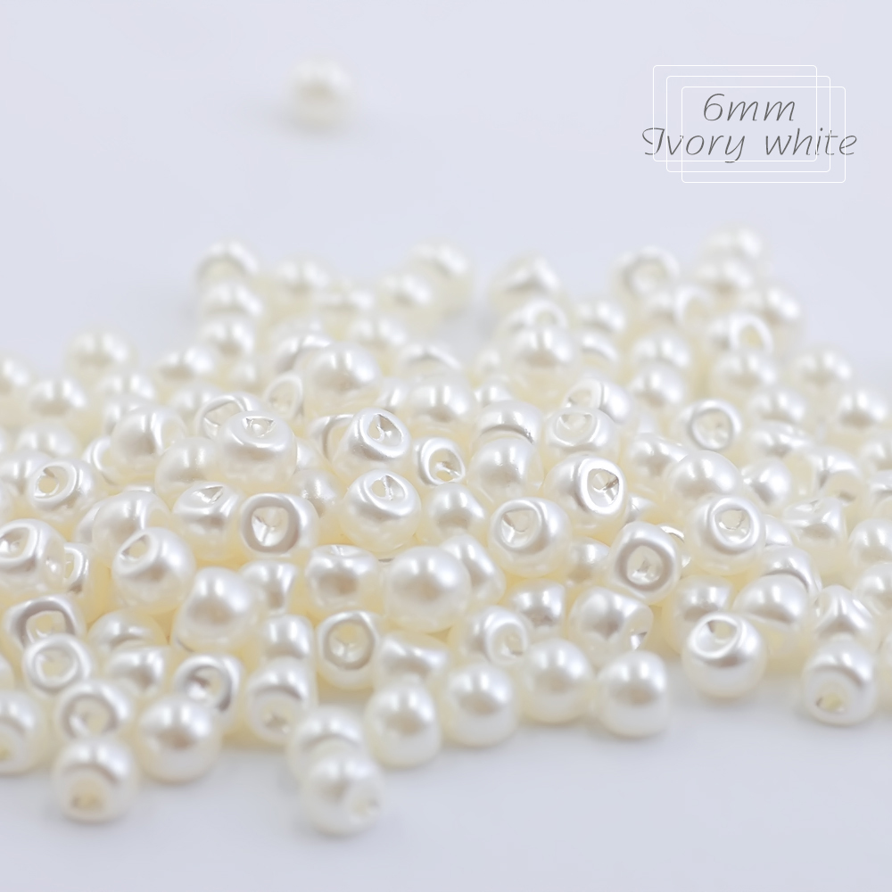 Botones de costura Hisenlee de 6 tamaños, botones redondos de perlas de plástico con agujero lateral, 6mm, 8mm, 9mm, 10mm, 12mm, 14mm, accesorios blancos/Marfil, 100 Uds.: NICKEL