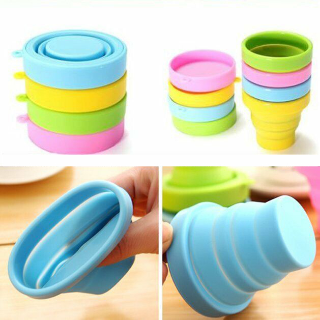 Gobelet télescopique pliable en Silicone, Portable, voyage en plein air, pique-nique, Camping, sport, bain de bouche télescopique