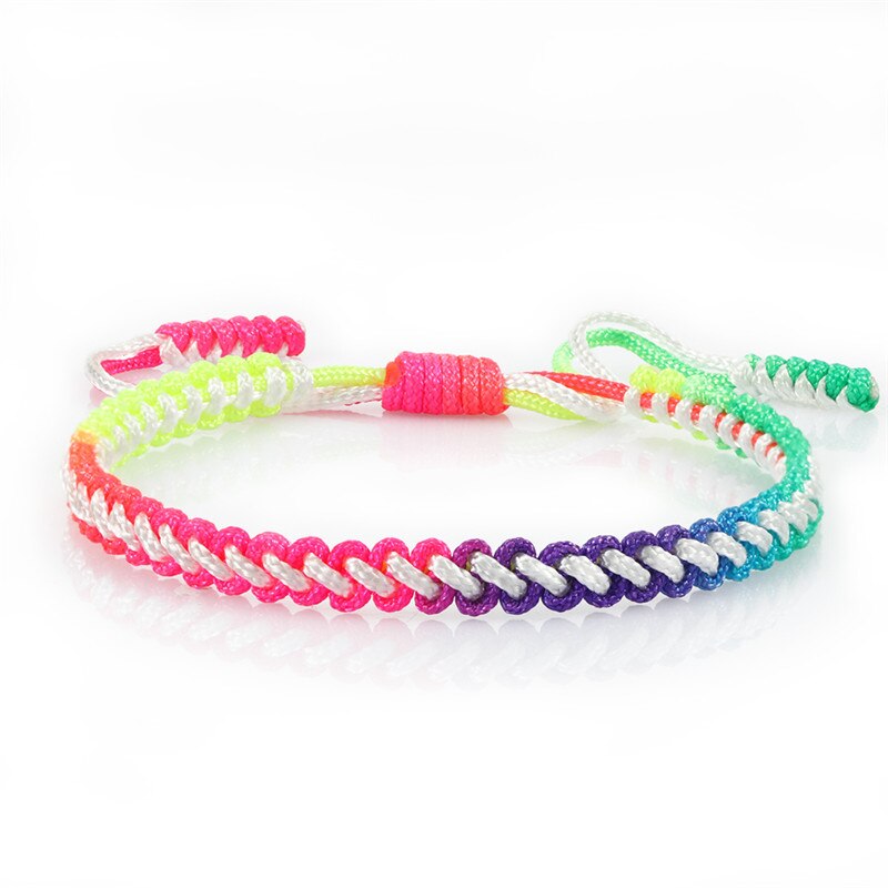 Bracelet en corde arc-en-ciel pour hommes et filles, tressé à la main, ajustable, porte-bonheur, bijoux d&#39;amitié: style 1