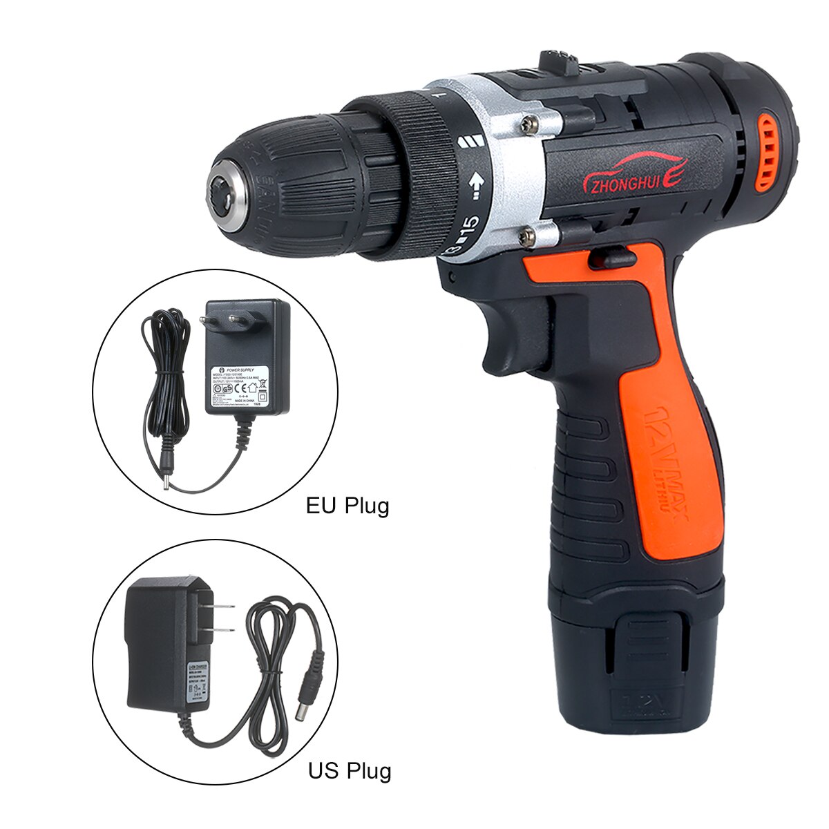 12V Cordless Drill/Driver Kit 1400rpm Variable Speed Polisher Car Buffer Waxer Set Power Screwdriver with 5 Bits 1 Polishing Pad