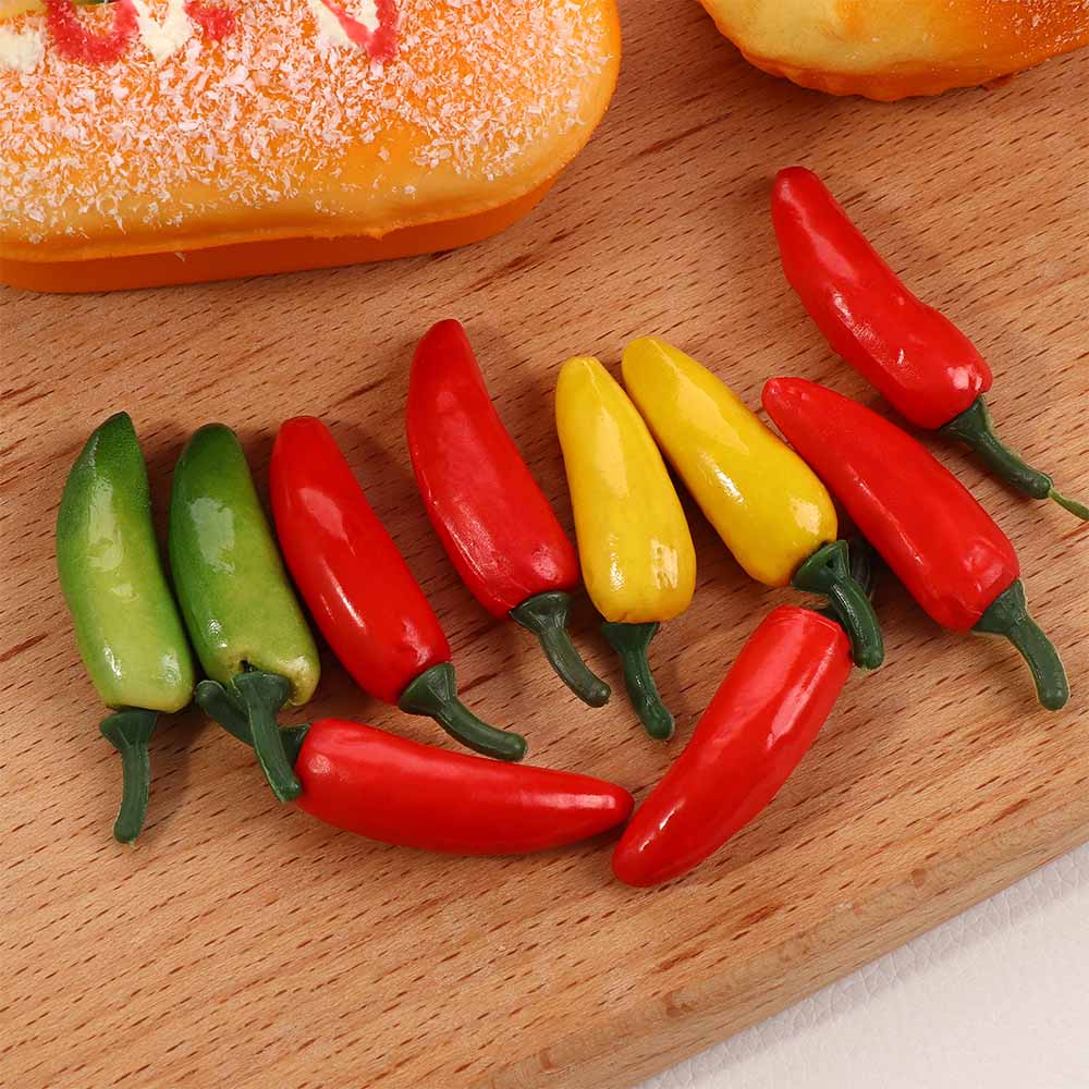 10 Pcs Artificial Simulation Chili Pepper Plants Decor Mini Plastic Fruit Vegetables Craft For Festive Party Home Decoration