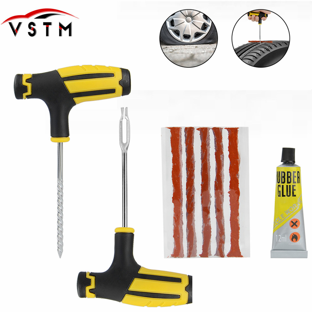 Car Tire Repair Tools Tire Repair Kit Rivet Tool Set Car Bicycle Tubeless Tire Puncture Plug Garage Auto Parts