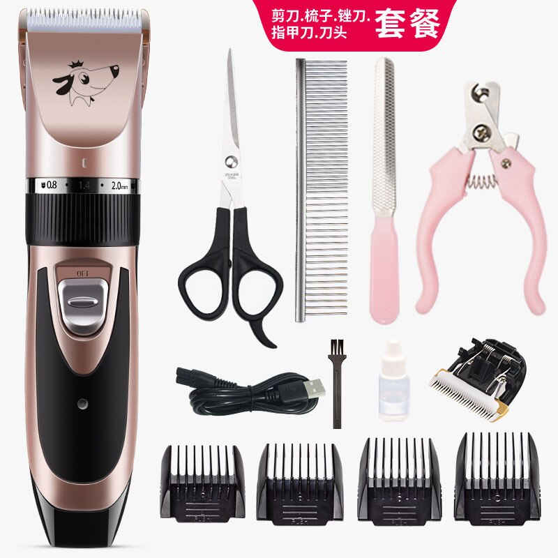 Dog Hair Trimmer Electrical Pet Grooming Machine Tool usb Rechargeable Shavers Hair Cutter Cat Dog Haircut clipper: Rose Gold-5
