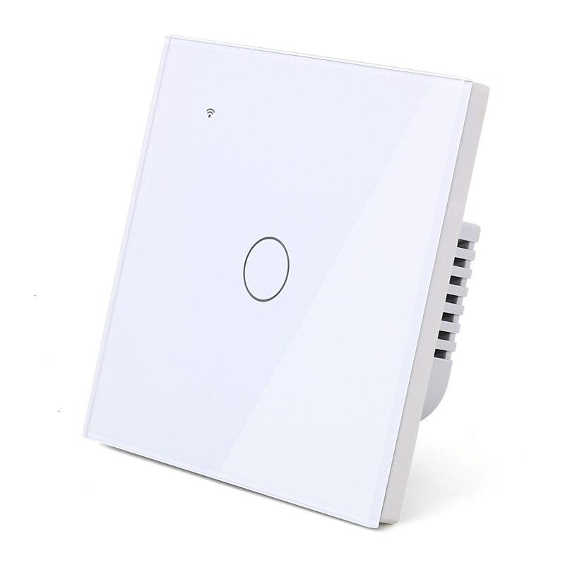WIFI Touch Light Wall Switch White Glass Panel Blue LED EU & UK Universal Smart Home Phone Control 4 Gang 2 Way Round relay: 1GangWhiteR