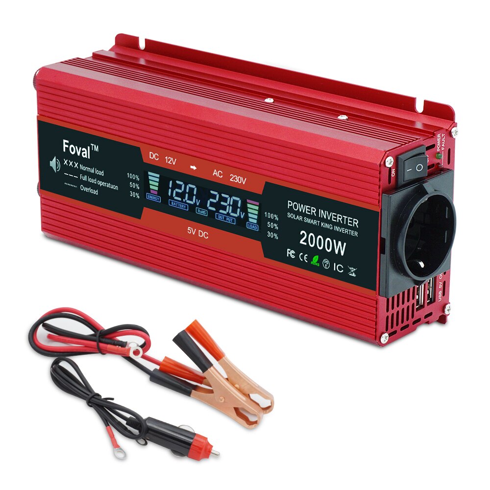 Car Inverter LCD Display DC 12V To AC 220V 1500W/2000W/2600W Power High Frequency Transformer 12 v 220 v преобразователь Camping