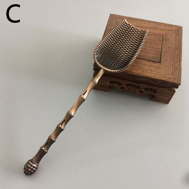 Retro Metal Tea Spoon Zinc Alloy Teaspoon Tea Set Bamboo Tea Shovel Tea Strainer Tea Ceremony Accessories Tool Tableware: 03