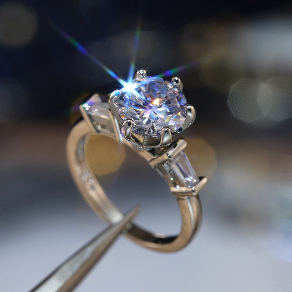 Huitan – bague de mariage en pierre de Zircon à Six griffes pour femme, bijou de luxe, classique, Super brillant, zircone cubique, AAAAA: 6