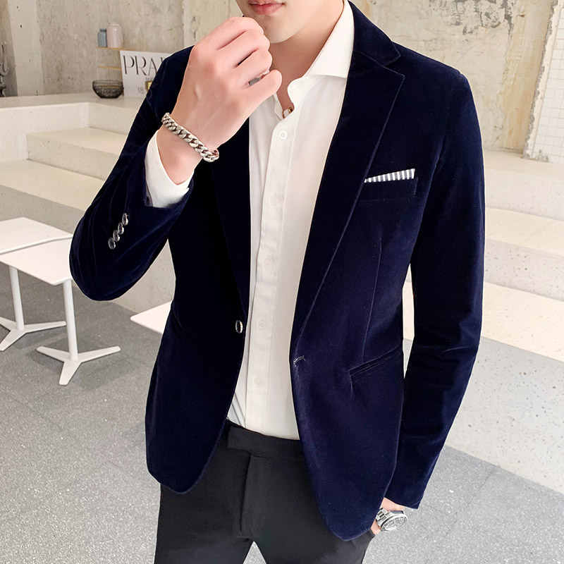 Wine Navy Velvet Men's Jacket dress Men Wedding Suit Male Blazers Slim Fit Suits for Mens Costume Business Formal Party Blazer