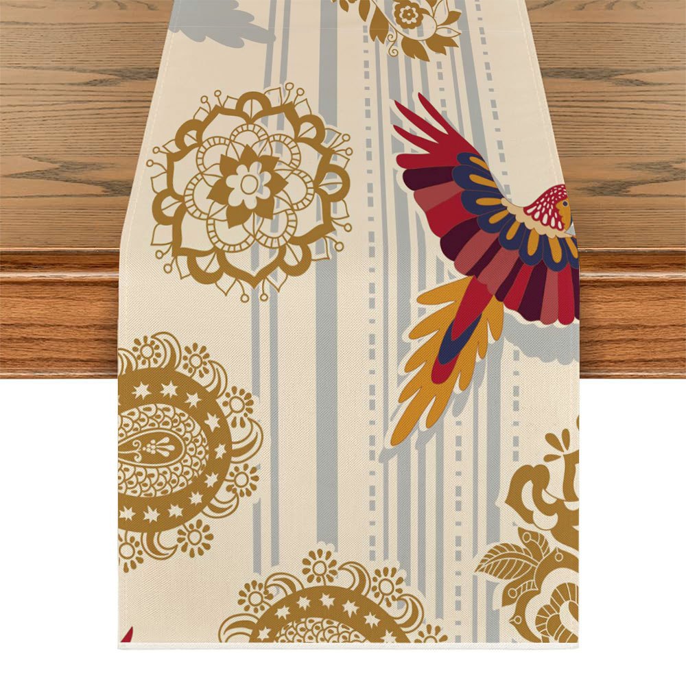 Bordlöpare med mandalamönster, indisk boho-dekor i paisley-stil, för kök och inomhusfester: 30*220cm