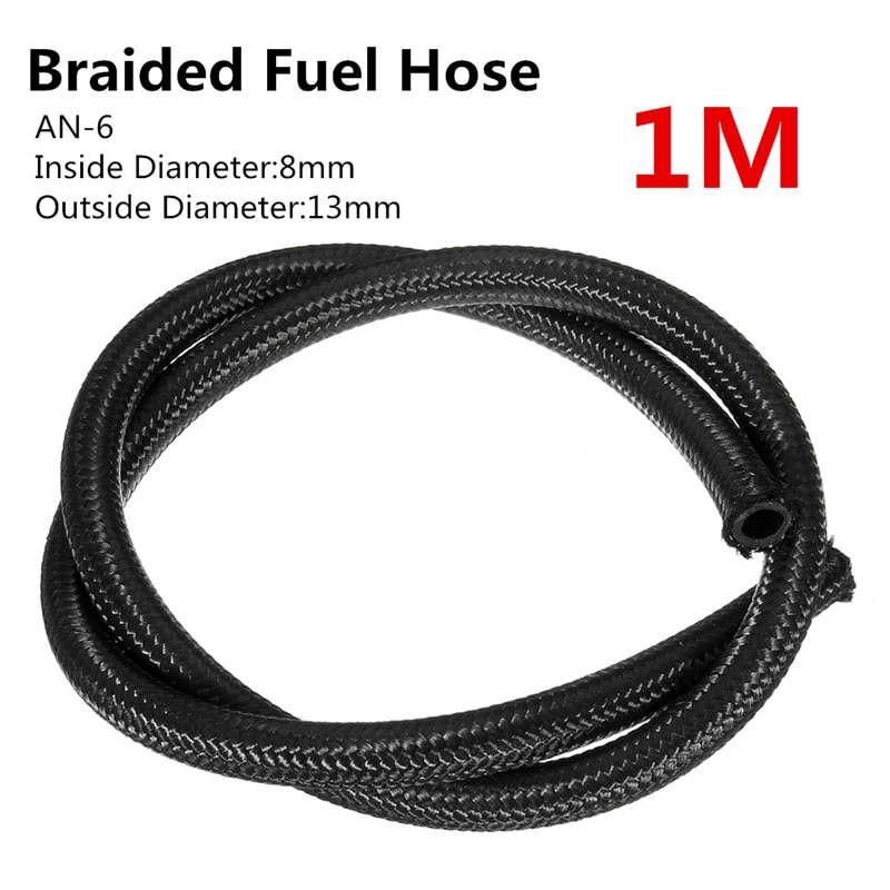 1 Meter Fuel Oil Line AN -6 (8mm) 5/16" Black Nylon Braided Fuel Hose Heat Resistant Handle Most Fuel Inside Diameter 8mm