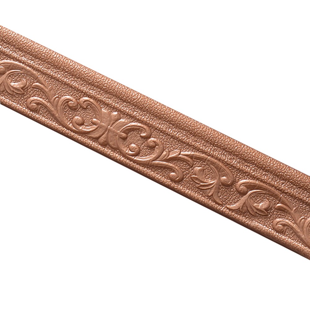 Vægbeklædning fodliste kant 3d mønster klistermærke dekoration selvklæbende holdbar vandtæt strimmel til køkkenvæg, badeværelse: Coppery / 2.3 mx 8 cmx 8mm
