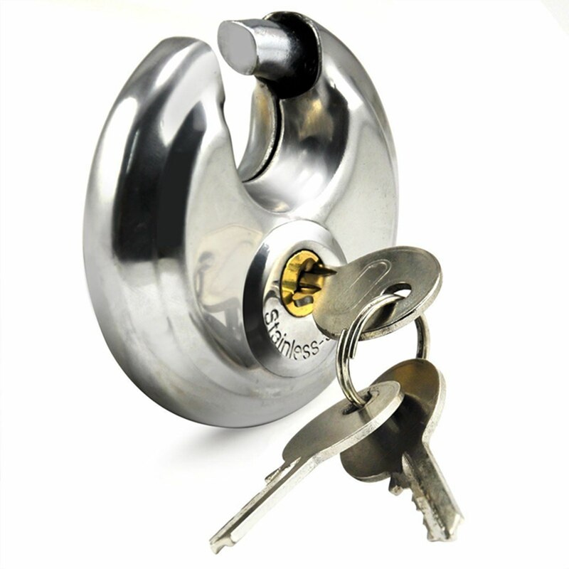 Round Locks Padlock Gold Plated Padlock And Key Suitcase Lock Hardware Door Lock: Default Title