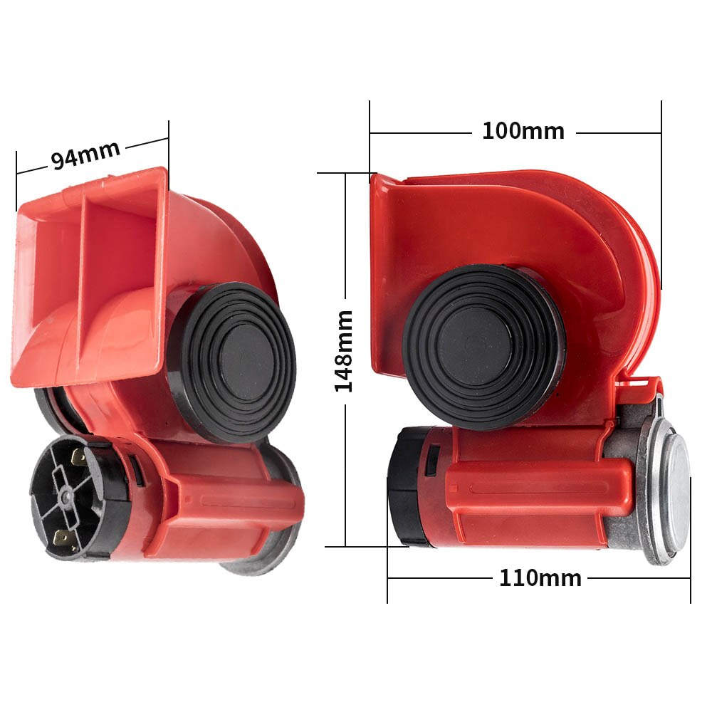 Dual Tone Air Horn 12V 130dB Electric Air Horn Pump Car Motorcycle Snail Compact