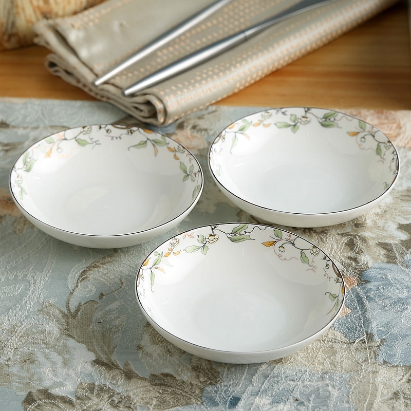 Juego de platos pequeños de porcelana de hueso fino, pintura de hojas y tiras doradas, inmersión de condimentos y plato de clip, bote de sushi de cerámica, 4 pulgadas, 3 uds.