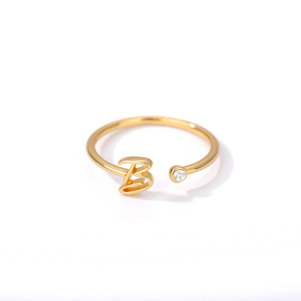 Rvs A-J 10 Brieven Ringen Voor Vrouwen Tiny Wedding Ring Alfabet Crystal Initial Ringen Vinger Sieraden Accessoires: 2