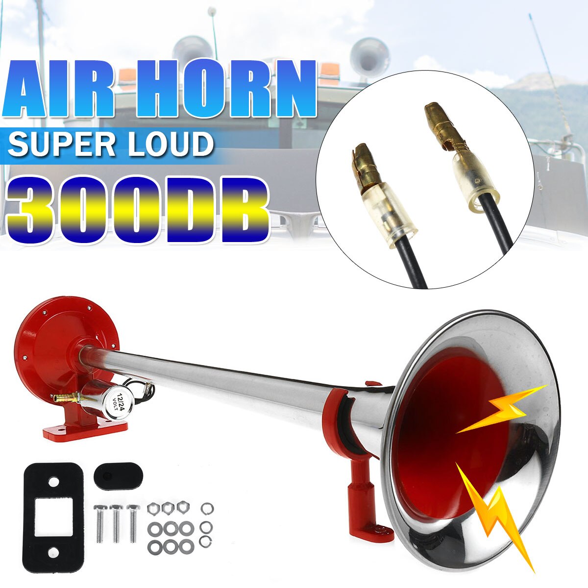 300DB Auto Horn Super Laut 12V Einzigen Trompete Luft Horn Kompressor für Auto Lkw Stiefel Zug Horn Hupe Für Auto Klang Signal