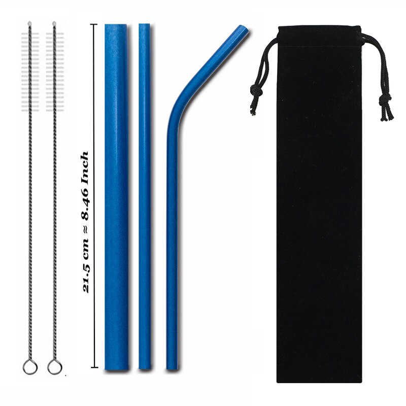 Paille métallique réutilisable colorée de , en acier inoxydable 304 avec brosse de nettoyage pour tasses 20/30oz,: Set 03