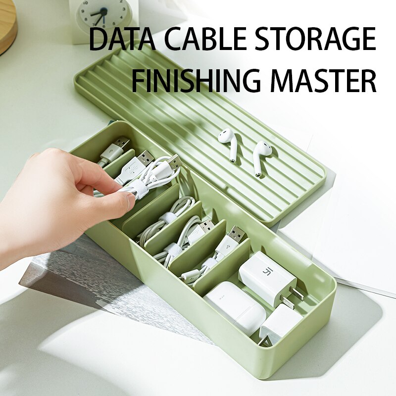 Data Cable Storage Box Cover Dustproof Power Wire Tray Network Charger Cable Tube Earphone Cable Organizer