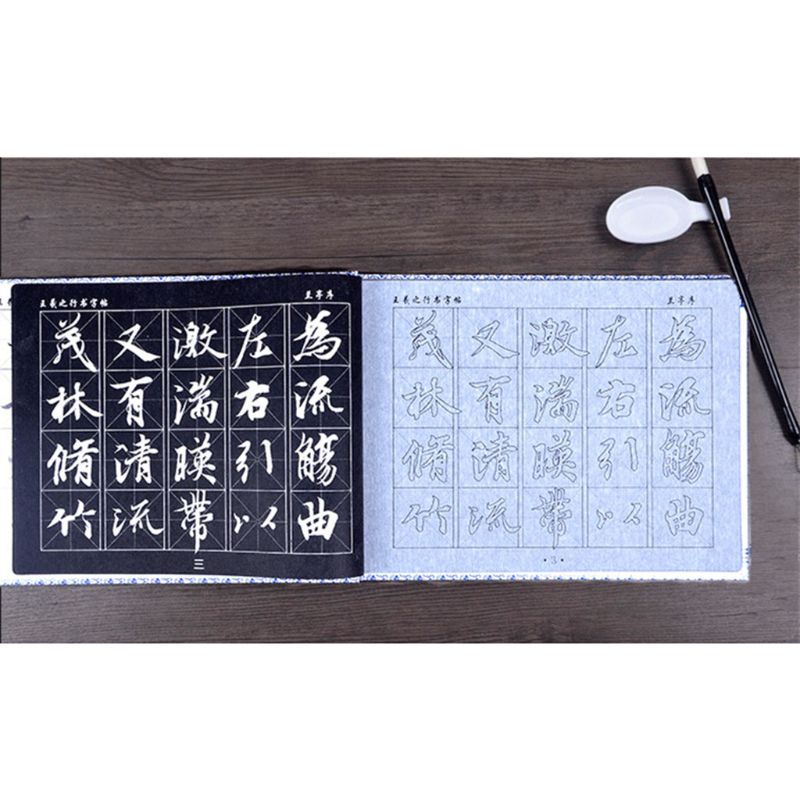 Chinese Calligraphy Copybook Regular Script Water Writing Brush Repeat Cloth Dish Set Students Practice