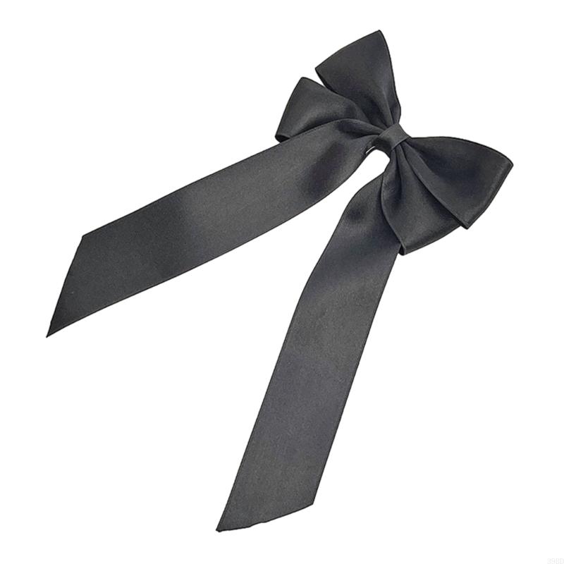 39bd fotografie haarclip voor hete meiden gelaagde bowknot vorm haar barettes paardenstaart vlechten haarclip met lang lint: Black