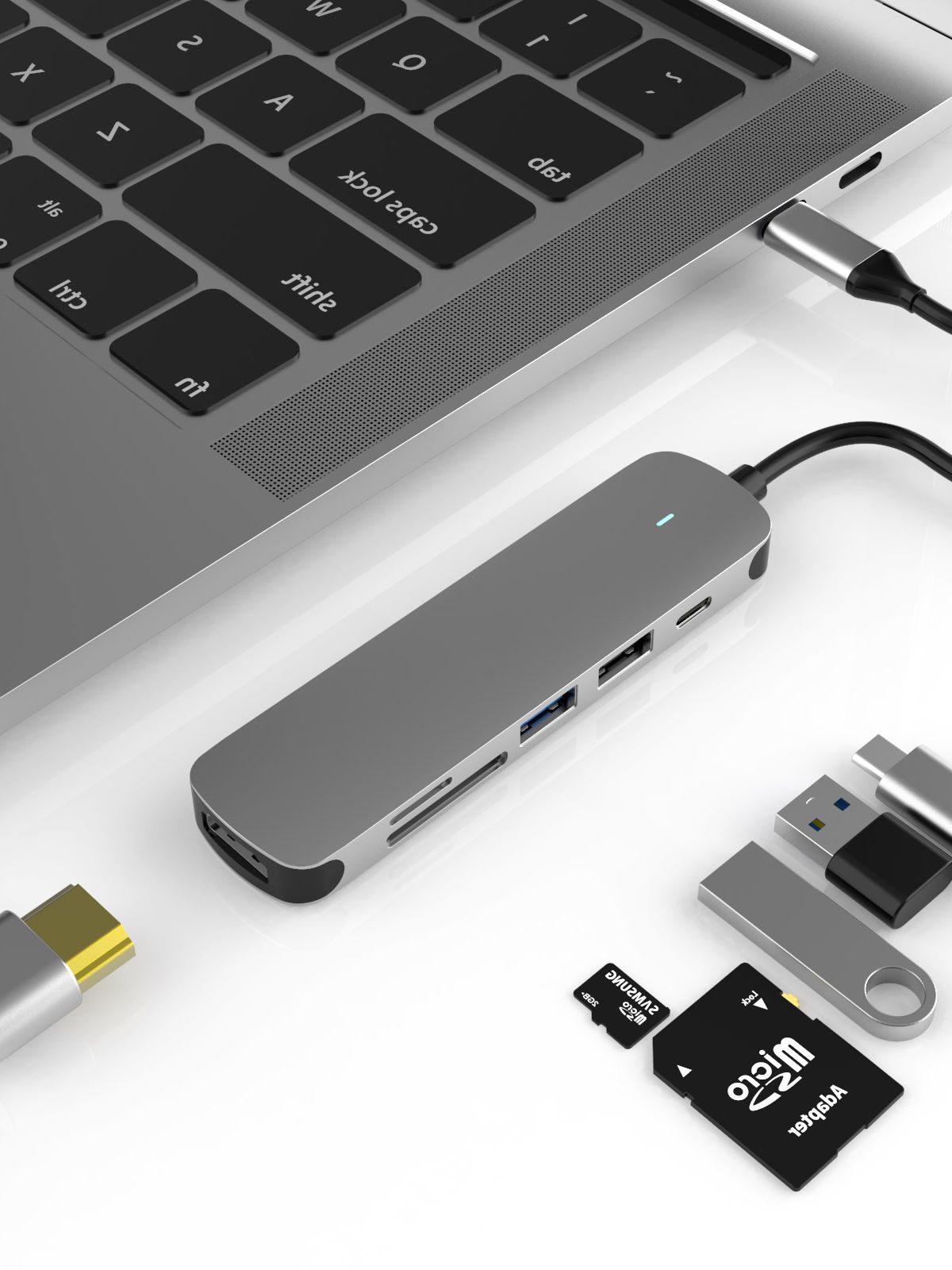 Usb C Hub Docking Station Aluminium Type C Naar USB3.0 4K Hdmi Sd Pd Tf Voor Macbook Pro hp Dell Oppervlak Lenovo Samsung