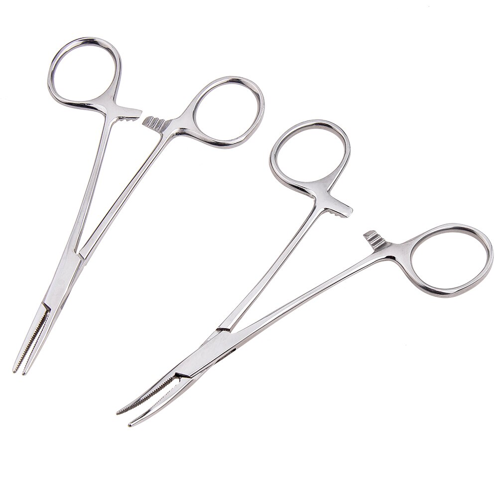 Stainless Steel Forceps Curved and Straight Tip Locking Clamps Hemostatic Arterial Forceps Clamp Fish Hook Pliers Line Remover