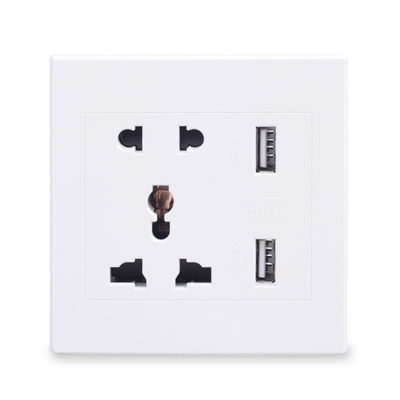 Universal Standard 2.1A USB Wall Socket Home Wall Charger 2 Ports USB Outlet Power Charger For Phone White/Black: USB socket white