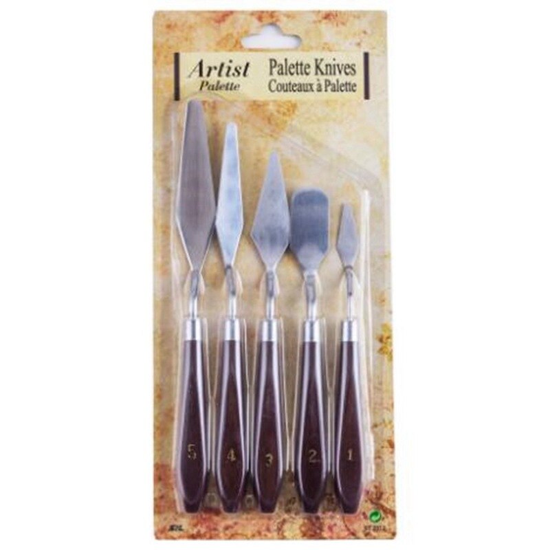 Kunstner rustfri stål paletknive spatler maling metal pallekniv 5 stk zxx 9078