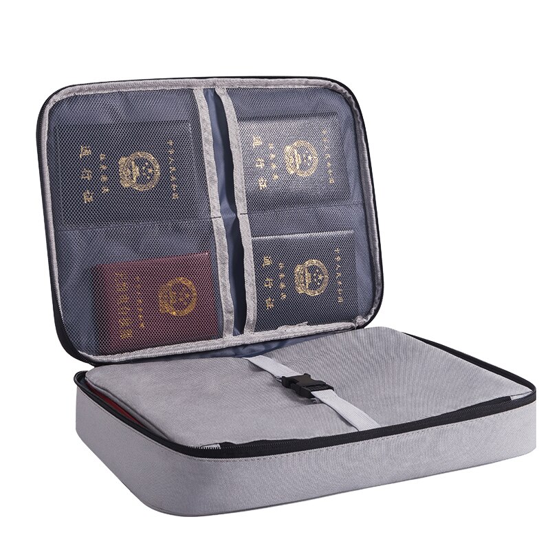 Borsa da donna borsa per passaporto certificato per documenti borsa da viaggio per famiglie con cerniera per Organizer da viaggio impermeabile: GRAY