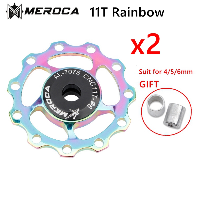 MEROCA 2 stücke MTB Rennrad Schaltwerk Rolle einstellen Fahrrad Jockey führen Rad Unterstützung 8-11 Geschwindigkeit 11T 13T für Shimano Sram: Weiß