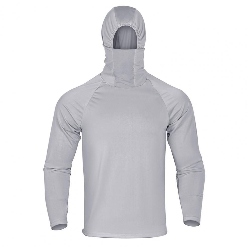Camisa de pesca con capucha para hombre, camiseta de ciclismo fina de Color sólido, elástica, ligera, con agujero para el pulgar, para exteriores, senderismo, escalada y ciclismo: 2XL / Grey