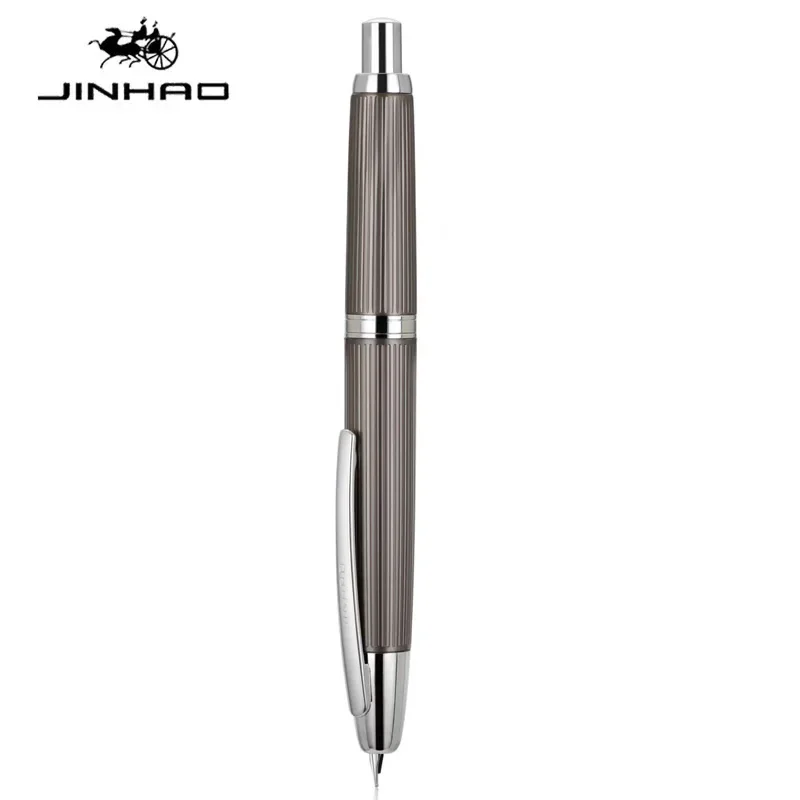 JINHAO 10 pluma estilográfica de prensa, punta retráctil EF/F de Metal con Clip, convertidor de pluma de tinta para escribir, suministros escolares, papelería PK A1 A2: Morado / XF