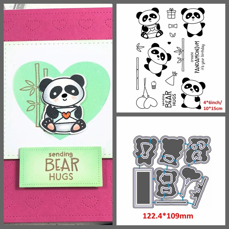 Piste curseur roue arc-en-ciel ballon bambou boîte matrices de découpe & clair timbres ensemble animaux cochon d'inde Panda licorne: 2