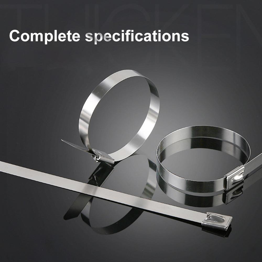 100Pcs 4.6x10 0/150/200/400Mm Rvs Kabelbinders, vergrendeling Metalen Zip-Uitlaat Wrap Coated Multifunctionele Vergrendeling Kabelbinders