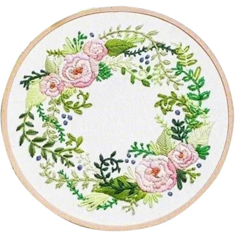 3D Embroidery DIY Kit Flowers Pattern Cross Stitch Bamboo Embroidery Hoop Handmade Crafts Sewing Supplies