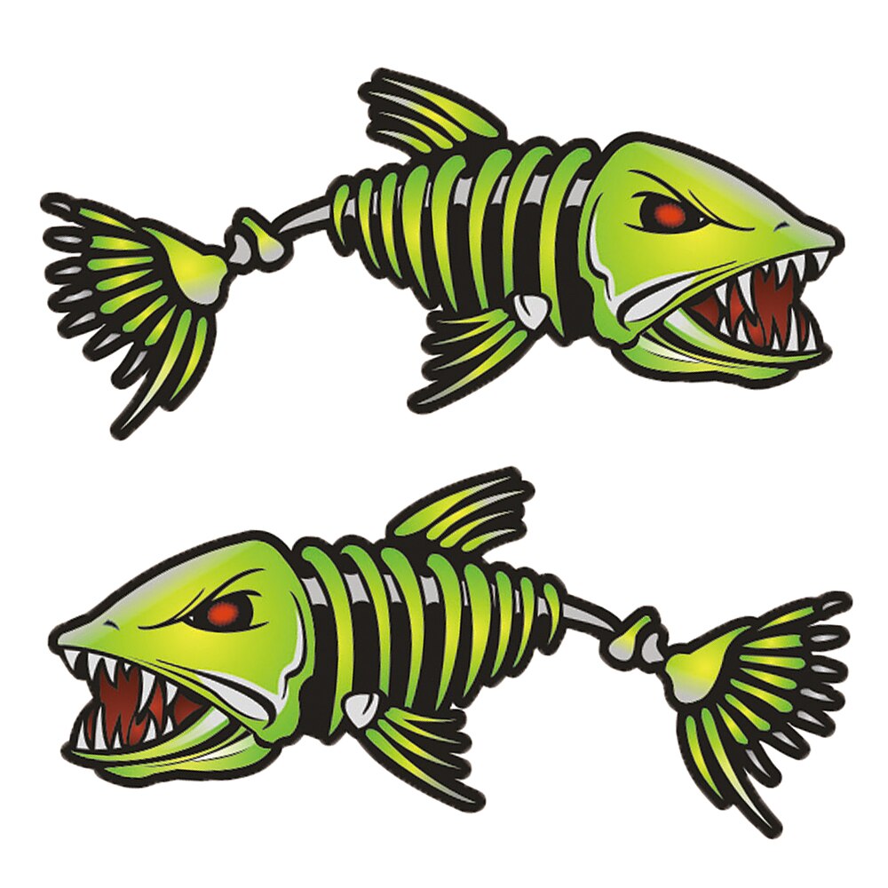 2 stykker fisketænder mund klistermærker skelet fisk klistermærker fiskerbåd kano kajak grafik tilbehør: Farve 3