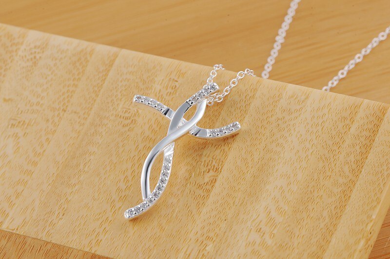 Marken 925 halskette aus sterlingsilber für damen, schmuck mit kreuz- und kristallanhänger, #39 , hochzeit